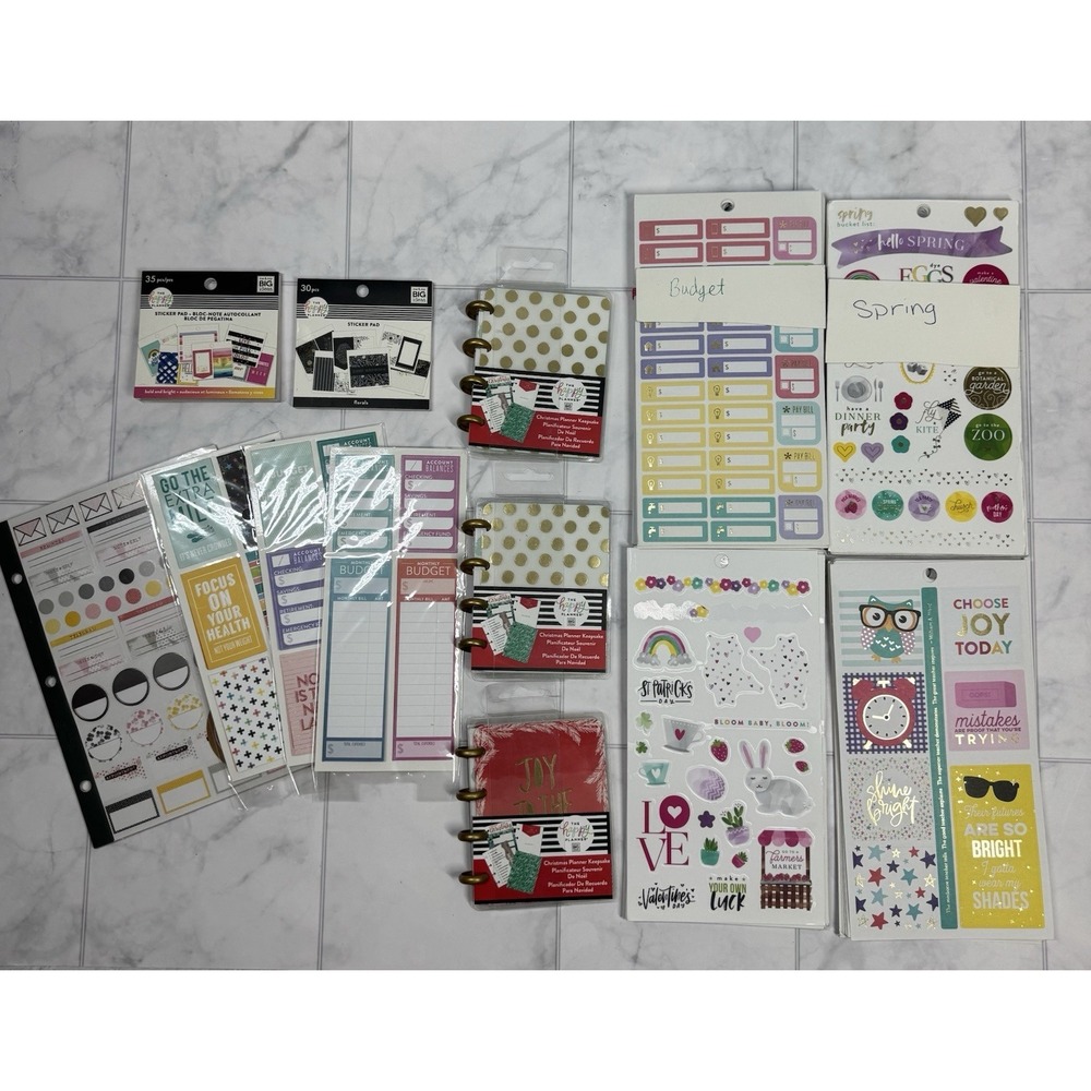 Me & My BIG ideas The Happy Planner Mixed Lot With Mini Planners, Stickers EUC